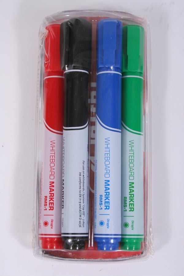 Trocken abwischbarer Marker, rund, 4 Farben, Schwammmagnet, RMS-1 WB-Schriftzug 456-220-M